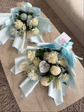 Blue and white seasonal flower bouquet by Abloom